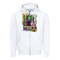 White mardi gras gnomies truck Zipper Hoodie - CowGirlArtShop