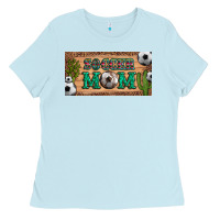 Baby Blue soccer mom with ball and cactus and serape licanse plate Ladies Tee - Artiststas