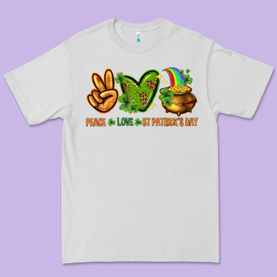 Peace Love St Patricks Day Premium Tee Designed By Nancycooperartshop