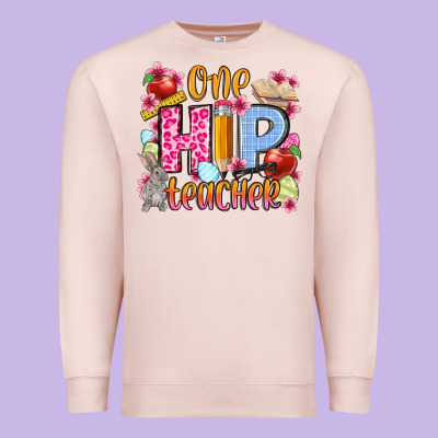 Easter Day One Hip Teacher Premium Sweatshirt Designed By Oliviacreatesart