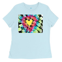 Baby Blue tie dye hearth shaped race flag background 3200x2400 Ladies Tee - AdoDesignShop