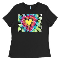 Black tie dye hearth shaped race flag background 3200x2400 Ladies Tee - AdoDesignShop