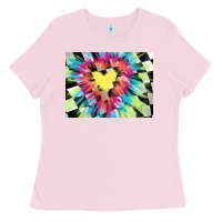 Bubblegum Pink tie dye hearth shaped race flag background 3200x2400 Ladies Tee - AdoDesignShop