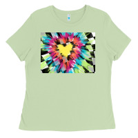 Matcha tie dye hearth shaped race flag background 3200x2400 Ladies Tee - AdoDesignShop