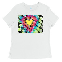 White tie dye hearth shaped race flag background 3200x2400 Ladies Tee - AdoDesignShop
