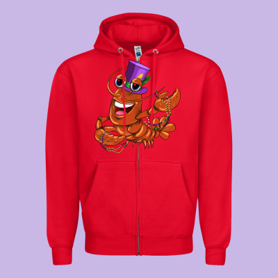 Mardi Gras Crawfish Zipper Hoodie Designed By Cowgirlartshop