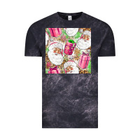 Cloud Black Pink Christmas Santa Claus and gift box Vintage Tee - NancyCooperArtShop