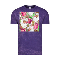 Cloud Purple Pink Christmas Santa Claus and gift box Vintage Tee - NancyCooperArtShop