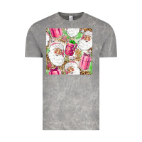 Cloud Rock Pink Christmas Santa Claus and gift box Vintage Tee - NancyCooperArtShop