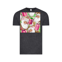 Vintage Black Pink Christmas Santa Claus and gift box Vintage Tee - NancyCooperArtShop