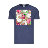 Vintage Denim Pink Christmas Santa Claus and gift box Vintage Tee - NancyCooperArtShop