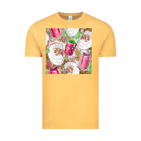 Vintage Mustard Pink Christmas Santa Claus and gift box Vintage Tee - NancyCooperArtShop