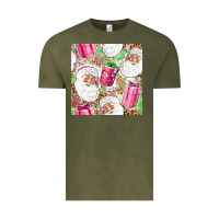 Vintage Olive Pink Christmas Santa Claus and gift box Vintage Tee - NancyCooperArtShop