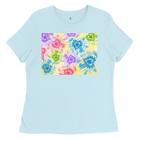 Baby Blue tie dye heart shaped background 3200x2400 Ladies Tee - AdoDesignShop