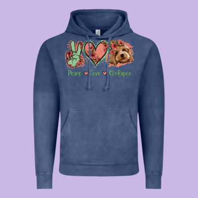 Peace Love Cockapoo Vintage Hoodie Designed By Jasminsmagicworld