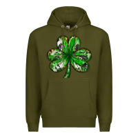 Army Green Shamrock with leopard and cowhide St. Patricks day Premium Hoodie - HowdyJamesFarm
