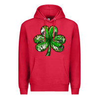 Cardinal Shamrock with leopard and cowhide St. Patricks day Premium Hoodie - HowdyJamesFarm