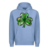 Colony Blue Shamrock with leopard and cowhide St. Patricks day Premium Hoodie - HowdyJamesFarm