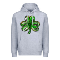 Heather Grey Shamrock with leopard and cowhide St. Patricks day Premium Hoodie - HowdyJamesFarm