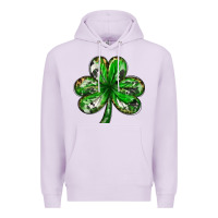 Lilac Shamrock with leopard and cowhide St. Patricks day Premium Hoodie - HowdyJamesFarm