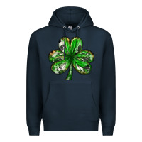Navy Shamrock with leopard and cowhide St. Patricks day Premium Hoodie - HowdyJamesFarm