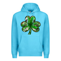 Ocean Blue Shamrock with leopard and cowhide St. Patricks day Premium Hoodie - HowdyJamesFarm