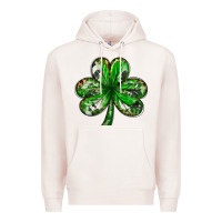 Pale Pink Shamrock with leopard and cowhide St. Patricks day Premium Hoodie - HowdyJamesFarm