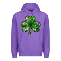 Purple Shamrock with leopard and cowhide St. Patricks day Premium Hoodie - HowdyJamesFarm