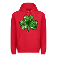 Red Shamrock with leopard and cowhide St. Patricks day Premium Hoodie - HowdyJamesFarm