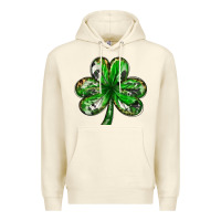 Sandshell Shamrock with leopard and cowhide St. Patricks day Premium Hoodie - HowdyJamesFarm