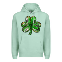 Seafoam Shamrock with leopard and cowhide St. Patricks day Premium Hoodie - HowdyJamesFarm