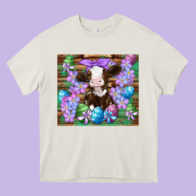 Easter Cow Eggs Flowers Daisys Heavy Core Tee Designed By Artiststas