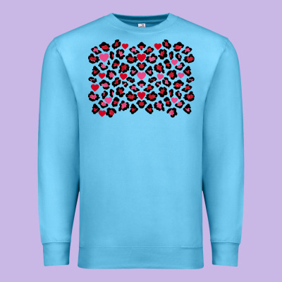 Valentine's Day Leopard And Heart Background Premium Sweatshirt Designed By Fadigitalartstudio
