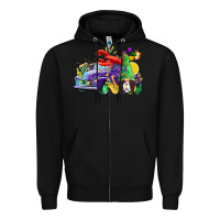 Black mardi gras gnome on the truck Zipper Hoodie - CowGirlArtShop