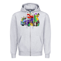 Heather Grey mardi gras gnome on the truck Zipper Hoodie - CowGirlArtShop