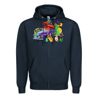 Navy mardi gras gnome on the truck Zipper Hoodie - CowGirlArtShop