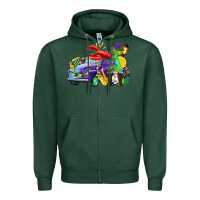 Sports Green mardi gras gnome on the truck Zipper Hoodie - CowGirlArtShop