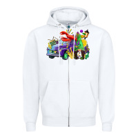 White mardi gras gnome on the truck Zipper Hoodie - CowGirlArtShop