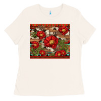 Bone red flower and cactus with cowhide and aztec Ladies Tee - Artiststas