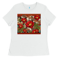 White red flower and cactus with cowhide and aztec Ladies Tee - Artiststas