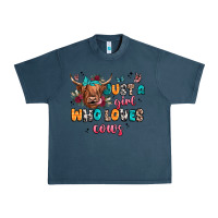 Midnight Navy just a girl who loves cows Urban Heavy Tee - JahusDesignShop