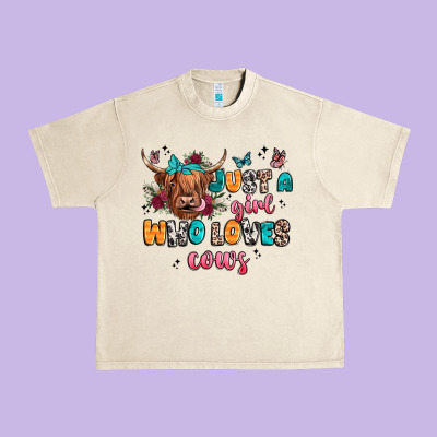 Just A Girl Who Loves Cows Urban Heavy Tee Designed By Jahusdesignshop