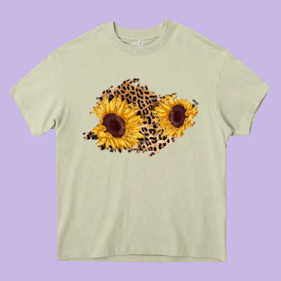 Sunflower Leopard Patch Heavy Core Tee Designed By Adodesignshop
