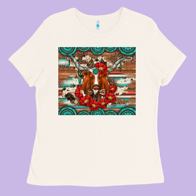 Longhorn With Gemstone Ladies Tee Designed By Artiststas