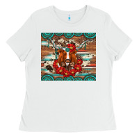 White longhorn with gemstone Ladies Tee - Artiststas