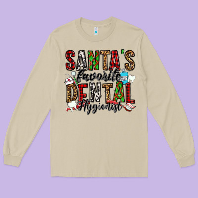 Santa's Favorite Dental Hygienist Long Sleeve Tee Designed By Jasminsmagicworld