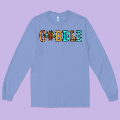 Gobble Thanksgiving Turkey Long Sleeve Tee Designed By Ranaportraitstore