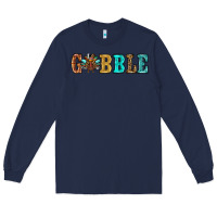 Navy gobble thanksgiving turkey Long Sleeve Tee - RanaPortraitStore