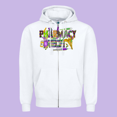 Mardi Gras Pharmacy Tech Zipper Hoodie Designed By Cowgirlartshop