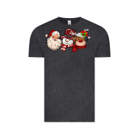 Vintage Black santa snowman reindeer Vintage Tee - MaliasSmallBusiness